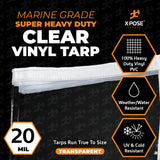8' x 14' Clear Vinyl Tarp - Super Heavy Duty 20 Mil Transparent Waterproof PVC Tarpaulin with Brass Grommets - for Patio Enclosure, Camping, Outdoor Tent Cover, Porch Canopy - by Xpose Safety Xpose Safety