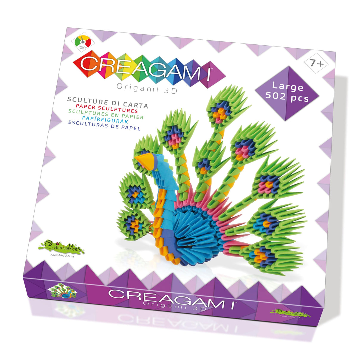Creagami Peacock Origami Set - Large 3D Modular Paper Art Kit for Creative Exploration, Clear Creagami