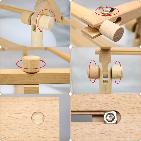 Rotated Table Embroidery Frame Stand - Adjustable Cross Stitch Scroll Frame, Beech Wood Quilting Frame Needlepoint Holder Stretch Bar for Stitching Sewing Craft guofa