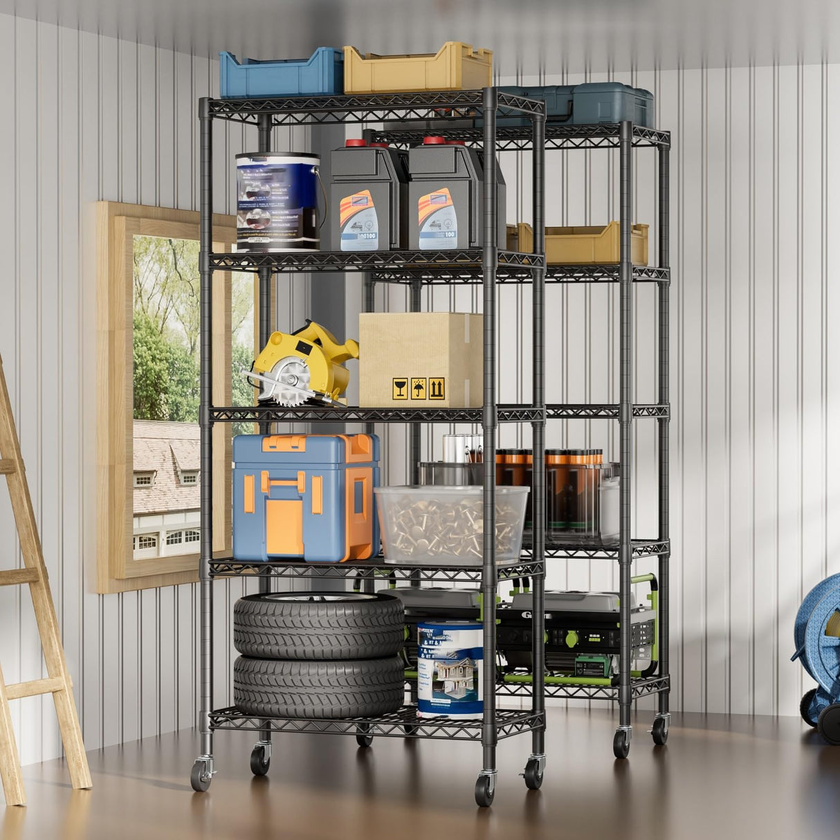 SINGAYE Garage Heavy Duty Shelving Unit Kitchen Pantry Close Home Organizers and Storage Bathroom Shelf Laundry Room Organization Industrial Book Metal Wire Adjustable Shelves SINGAYE