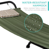 Best Choice Products Outdoor Hammock Bed with Stand for Patio, Backyard, Garden, Poolside w/Weather-Resistant Polyester, 500LB Weight Capacity, Pillow, Storage Pockets - Green Best Choice Products