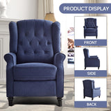 IOMOR Push Back Recliner Chair Fabric Lounge Armchair Pushback Recliner with Rivet Decoration Wingback Single Sofa Chair with Padded Seat for Living Room, Bedroom (1, Navy) IOMOR