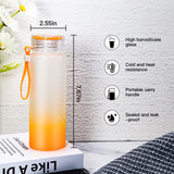 AGH Sublimation Glass Tumblers,16OZ Colored Frosted Glass Cups with Carrying Handle Lid,Different Color Gradient Glass Cups,Suitable for Milk, Soda, Juice, Drinks,Easy to Carry（12 PACK） AGH