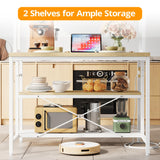 IRONCK Kitchen Island with Stools, Dining Table Set with Storage and Power Outlet, Industrial Coffee Bar Table for Kitchen Dining Living Room, 10 Hooks (Natural Wood) IRONCK