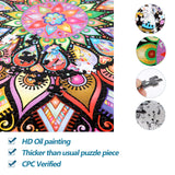 Bgraamiens Puzzle-Geometric Colorful Mandala-1000 Pieces Creative Geometric Round Blue Board Colorful Mandala Jigsaw Puzzle Bgraamiens