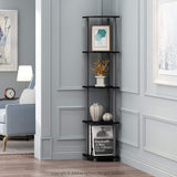 Furinno TURN-N-TUBE Corner Shelf, 5-Tier Corner Bookshelf, Open Storage Shelves, for Organization and Storage, Living Room, Home Office, Garage, Bedroom, Black Furinno