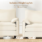 Vesgantti 142" U Shaped Sectional Couch, Comfy Cloud Modular Sectional Sofa with 2 Ottoman Deep Seat Chenille Modern Cloud Sofa, Modular Sofas for Living Room, Bedroom and Apartment, Beige Vesgantti