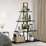 IDEALHOUSE Bookshelf, 4 Tier-Shelf Ladder Book case, A-Shaped Sturdy Shelves Display, Wooden Bookcase Storage Organizer for Living Room, Home Office, Bedroom IDEALHOUSE