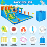 Yaheetech Inflatable Water Slide with Market Stand, Bounce House for Kids Aged 3-8 with 2 Slides for Outdoor Backyard, Splash Pool, Climbing Wall, 750W Air Blower, Ring and Ball Toss Games Yaheetech