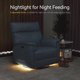 MCombo Oversized Swivel Glider Rocker Recliner with Adjustable Headrest, Dual Motor Power Recliner for Nursery, Led Nightlight, Fabric PR601 (Pacific Blue) MCombo