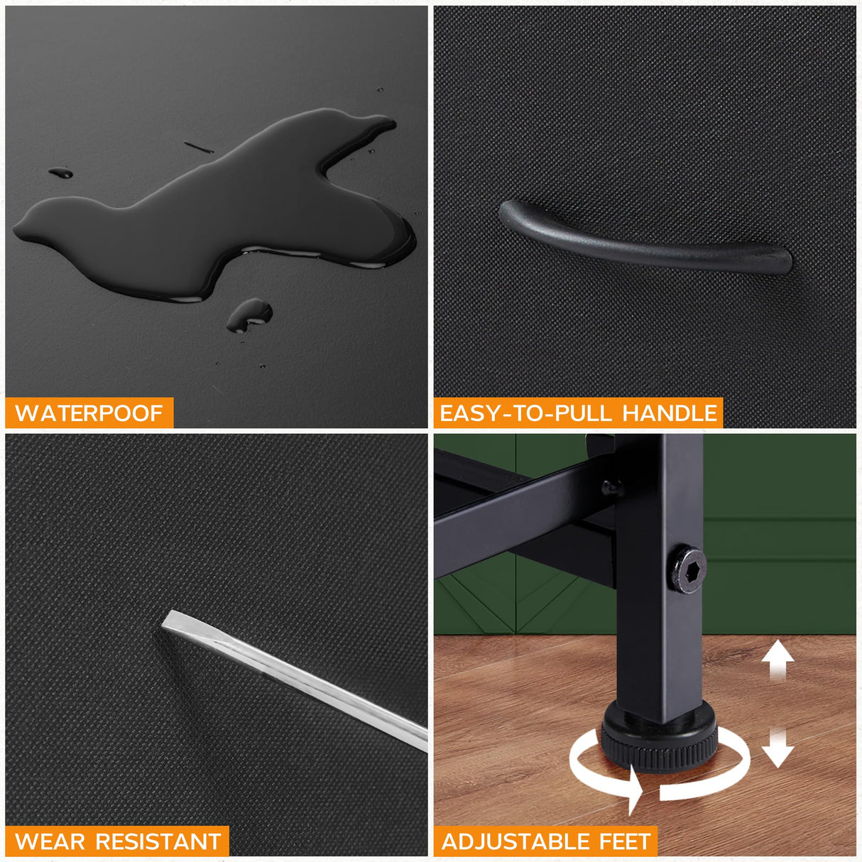 DUMOS Dresser for Bedroom 4 Storage, Tall Fabric Closet Chests Organizer Tower Furniture with Wooden Top Metal Frame for Clothes, Kids, Living Room, Hallway, Entryway, 4-Drawer, Black DUMOS