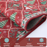 Lahome Christmas Living Room Rug, 5x7 Print Christmas Reindeer Rugs for Bedroom Aesthetic Large Washable Carpet, Soft Xmas Tree Stain Resistance Dining Room Carpets for Under Table (Red) Lahome