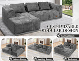 HABUTWAY 103" L-Shaped Modular Sectional Sofa, No Assembly Required Deep Seat Couch with 3 Pillows, Soft Fabric Upholstered, Modern Chaise Lounge for Living Room, Bedroom, Grey HABUTWAY
