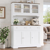 FACBOTALL 71.9" Kitchen Pantry Cabinet, Tall Storage Cabinet, Kitchen Cabinets with Countertop and Outlets, Farmhouse Kitchen Pantry Storage Cabinet with Doors and Shelves for Kitchen, White FACBOTALL
