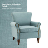 HULALA HOME Accent Chair with Wood Legs & Removable Cushion, Modern Wingback Armchair with Nailhead Trim, Comfy Upholstered Lounge Chair, Single Sofa Chairs for Living Room Bedroom, Blue HULALA HOME