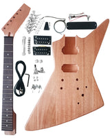 sdwutong EX-Style Electric Guitar Kit Mahogany Body and Neck - Rosewood Fingerboard Explorer Style Electric Guitar Builder Kit sdwu&tong