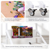 Tektalk Rotating Jigsaw Puzzle Table with Angle & Height Adjustment, Wooden Puzzle Board with Cover & 4 Colored Drawers, Tilting Puzzle Easel with Legs & 4 Roller Wheels, for Up to 1500 Pieces Tektalk