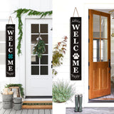 Welcome Sign for Front Door, 47 x 7.9 Wooden Sign with 10 Interchangeable Icons for Porch Standing, Farmhouse Seasonal Decor (Black) PERFNIQUE