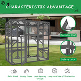 YOPTO 59" Wooden Catio Enclosure Outdoor Cat House with Anti-UV& Waterproof, Platforms and Resting Boxes Walk-in Cat Kennel Shelter for Indoor,Dark Grey YOPTO