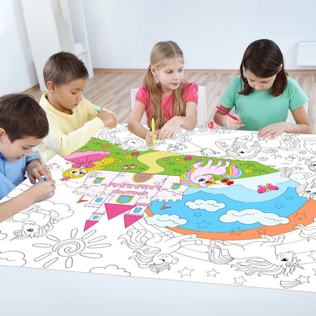 Unicorn Giant Coloring Poster for Kids Large Coloring Tablecloth Activity Drawing Roll Paper Books Sheets Page Huge Table Cover Art Crafts for Classroom Home Gift Birthday Party Supplies Decoration Tevxj