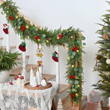 Waipfaru Christmas Decorations, 5.9FT Christmas Garland with Lights, Prelit Lighted Christmas Greenery Cedar Garland Cypress for Home Table Mantel Stair Railing Indoor Outdoor Xmas Decor Waipfaru