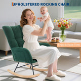 Rocking Chair Nursery Teddy, Upholstered Baby Fluffy Glider Rocker for Adults Small Spaces Indoor, Nursing Chairs for Living Room, Bedroom, Classroom(DarkGreen) GarveeHome