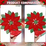 Christmas Placemats Set of 6 Christmas Embroidered Placemats 14 x 14 Inch Red Round Double Layer Applique Poinsettia Xms Flower Place Mat Table Decorations for Home Dining Holiday Tudomro