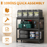 Firstsky Metal Garage Work Bench with Wheels,3-Tier Garage Roling Workbench,Adjustable Black Workshop Bench,Mobile Garage Workstation,Heavy Duty Work Table,33.5''W*17.7''D*31.5”H Tool Table On Wheels Firstsky