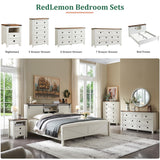 RedLemon 6 Drawer Dresser for Bedroom, Farmhouse 54 Inch Wide Rustic Wood Dresser TV Stand, Dresser Chest of Drawers for Closet, Living Room, Hallway, Antique White RedLemon