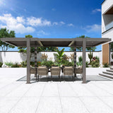 MELLCOM Louvered Pergola 10x18, Modern Aluminum Pergola with Adjustable Roof, Outdoor Shade Structure with Integrated Drainage System, Hardtop Gazebo Carport for Patio MELLCOM