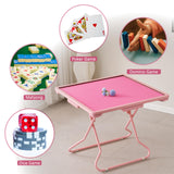 Metal Mahjong Table, Square Folding Card Table with 4 Drawers and 4 Cup Holders, Portable Domino Table with Metal Frame and Mute Desktop, Better Gaming Experience MJTABLE