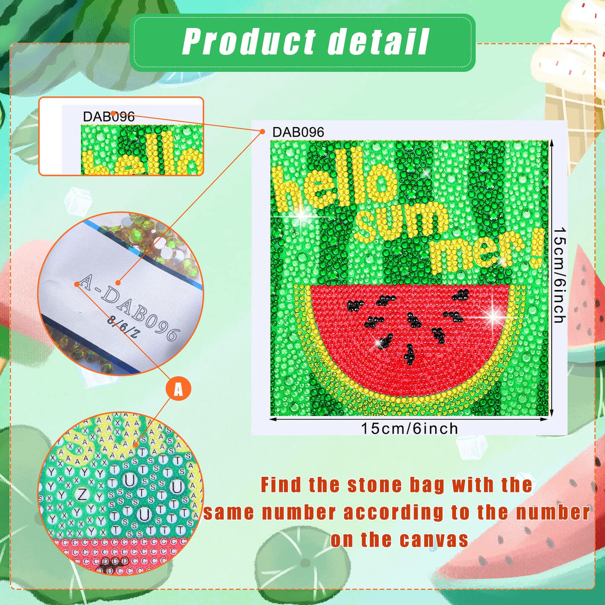 Charniol 9 Pcs Summer Diamond Painting Kits Flamingo Pineapple Watermelon Full Round Drill Diamond Craft Handmade Square Drill Diamond Painting Art Diamond for Aloha Party Tropical Decoration Charniol