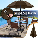 Tangkula 6 Pieces Folding Patio Dining Set, 4 Chairs and 31.5 inches Round Table, Patio Umbrella Included, for Indoor Outdoor Poolside or Balcony (Brown) Tangkula