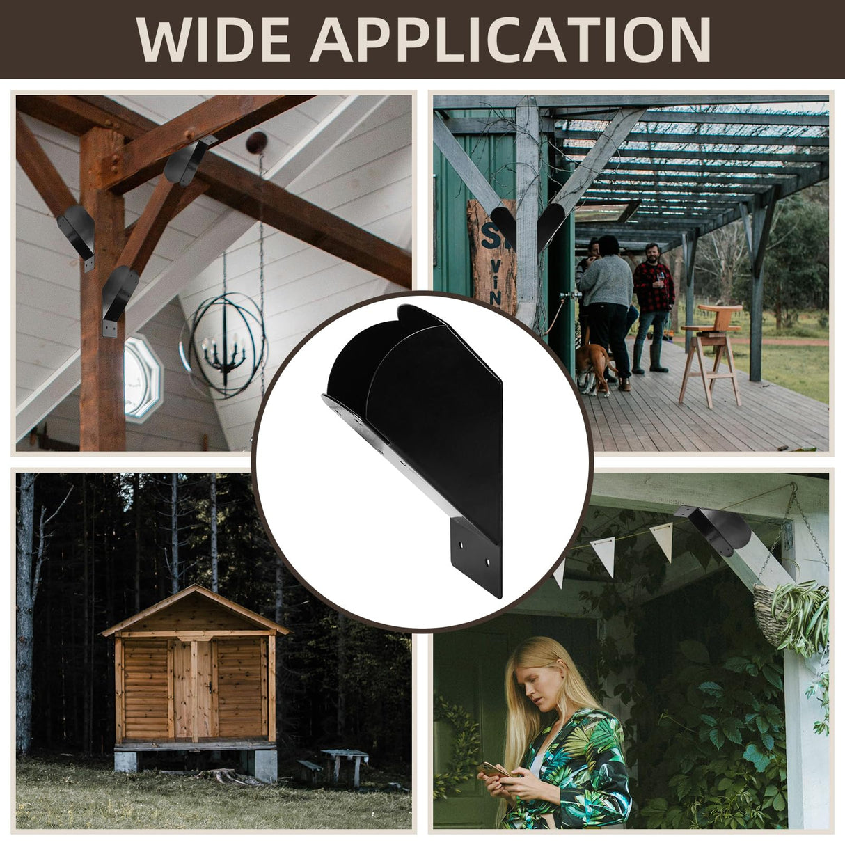 Rasugarlary Pergola Brackets, 2 Pcs 45-Degree Angle Bracket Heavy Duty Connector Brace for 4x4'' (Actual: 3.5x3.5'') Wood Post and Beam Pergola Gazebo DIY Kit Rasugarlary