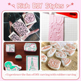 4 Pack Rubber Block Stamp Carving Blocks,Rubber Carving Linoleum Blocks with Cutter Tools,Rubber Brayer Roller for Stamp Maker,Printmaking and More Crafts Xeehwb