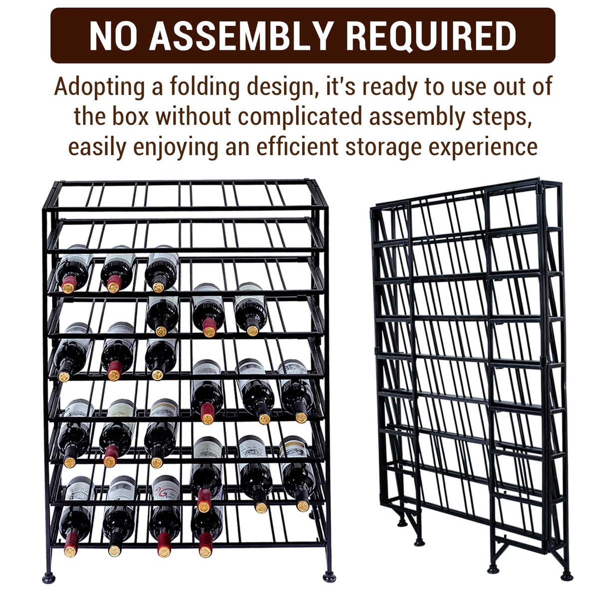 MyGift Black Metal Wine Rack Freestanding Floor Stand, 9 Tier Beverage Bottle Storage Shelf - Holds up to 54 Bottles MyGift