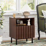 UEV Mid Century Modern Solid Wood Nightstand Set of 2,2 Drawers End Table with Storage Space,Accent Wooden Strip Design Bedside Table for Bedroom, Living Room (Brown, Set of 2) UEV