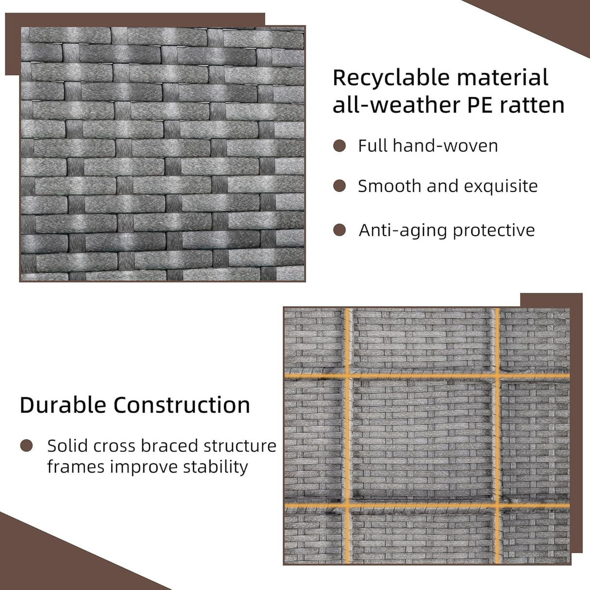 Shintenchi 4 Piece Patio Ratten Set Outdoor Furniture Set Wicker Conversation Set with Cushions and Tempered Glass Tabletop,Beige Shintenchi