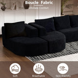 144" Oversized Sectional Couches for Living Room, Modern Luxury Chenille 5-Seater Sofa, Deep Seat Curved Cloud Couch, Modular Sofa with Chaise Lounges & 5 Pillows, No Assembly Required (Black) IZLKQC