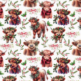 RUSPEPA Christmas Cow Wrapping Paper Roll, Mini Roll, Cute Highland Cow with Wreath & Scarf, Floral and Greenery, Gift Wrap for Kids, Women, Family, Farmhouse Style Xmas Gifts, 17 Inches x 16.4 Feet RUSPEPA
