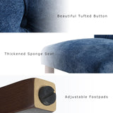 COLAMY Button Tufted Dining Chairs Set of 4, Parsons Upholstered Fabric Dining Room Chairs Kitchen Chairs with Wood Legs and Padded Seat, Blue COLAMY