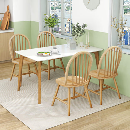 Safeplus 18" Oak Dining Chairs Set of 4, Wood Windsor Chair with Spindle Back for Country Farmhouse Kitchen Island - WoodArtSupply