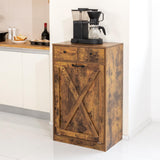 Zvyteay 13 Gallons Tilt Out Trash Can Cabinet, Wooden Trash Cabinet with 2 Drawers, Free Standing Kichen Waste Bin Recycling Cabinet Pet Proof Hidden Trash Cabinet for Kitchen (Brown) Zvyteay