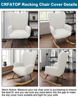 CRFATOP Jacquard 1 PC Nursery Rocking Chair Recliner Covers Upholstered Glider Rocker Banquet Armchair Slipcover Stretch Accent Chairs Furniture Protector for Living Room Bedroom Offices,White CRFATOP