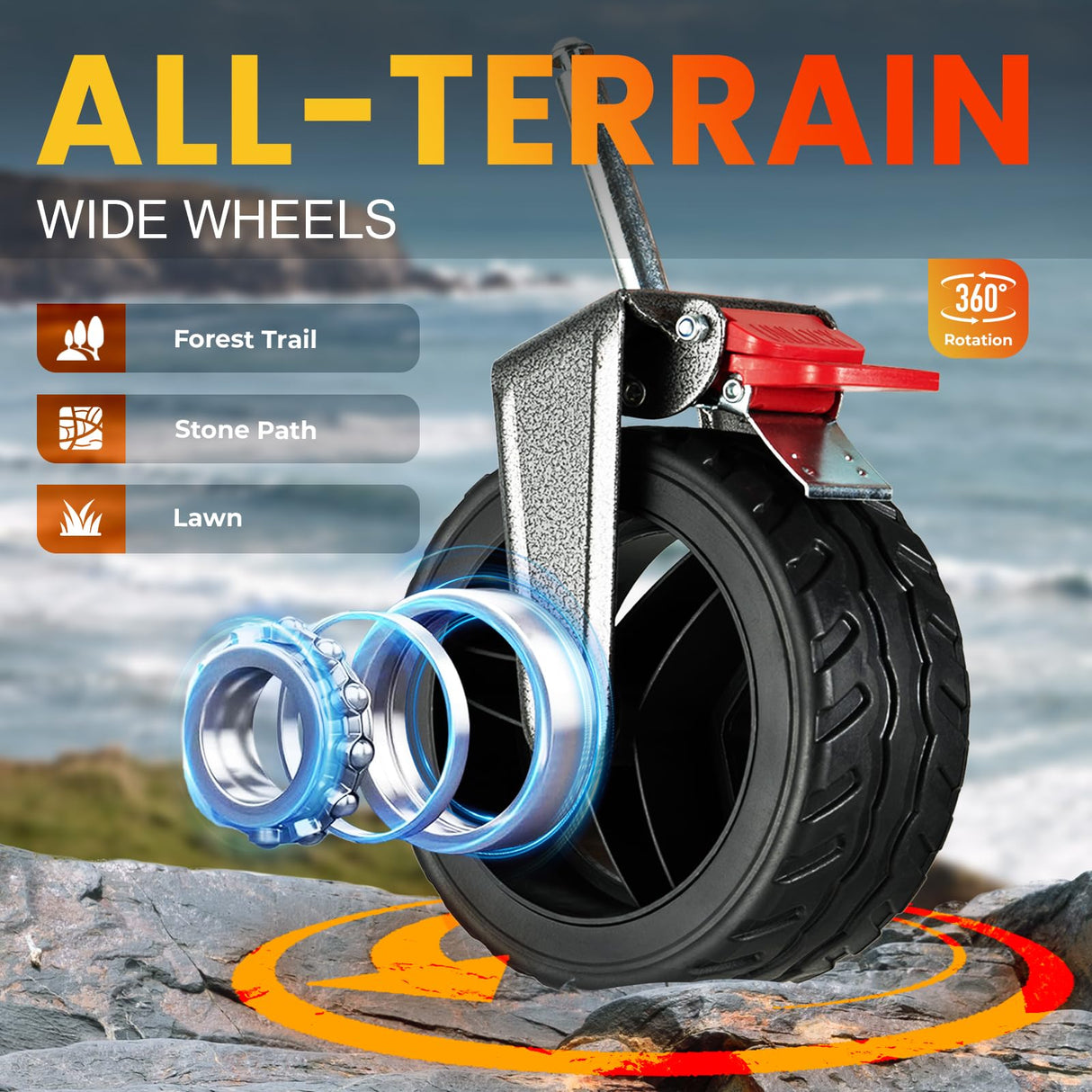 Overmont 200L Foldable Wagon Cart - 49.2" Extended Heavy Duty Collapsible Folding Utility Wagon with All-Terrain Big Wheels for Outdoor Camping Sports Garden Beach Grocery - 300lbs Support Overmont