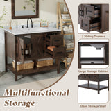 AMERLIFE 36" Farmhouse Bathroom Vanity with Sink Combo, Freestanding Small Single Wood Barn Door Bath Storage Cabinet Set with Sliding Drawers & Open Shelf, Paper Towel Holder, Rustic Brown AMERLIFE