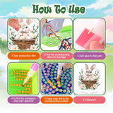 1 Pcs DIY Easter Egg Bunny Tabletop Diamond Art Painting Kits Double Sided Acrylic Diamond Painting Tabletop Flower Easter Table Top Ornament Kits for Spring Holiday Themed Party Decor Accessories NSSHEL