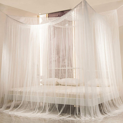 Twinkle Star 4 Corner Post Bed Canopy, Elegant Curtain Net for Full/Queen/King Size Bed (White)