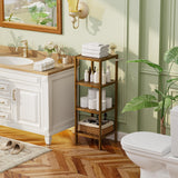 SMIBUY Bathroom Storage Shelf, 4-Tier Bamboo Rack Organizer, Multifunctional Shelving Unit for Living Room Bedroom Kitchen (Walnut) SMIBUY