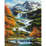 Paint by Number Adult Mountain,Waterfall Canvas Paint by The Numbers for Adults,Painting by Numbers Mountain,DIY Oil Painting Kits for Gifts and Wall Decor 16x20inch PHANTASYART